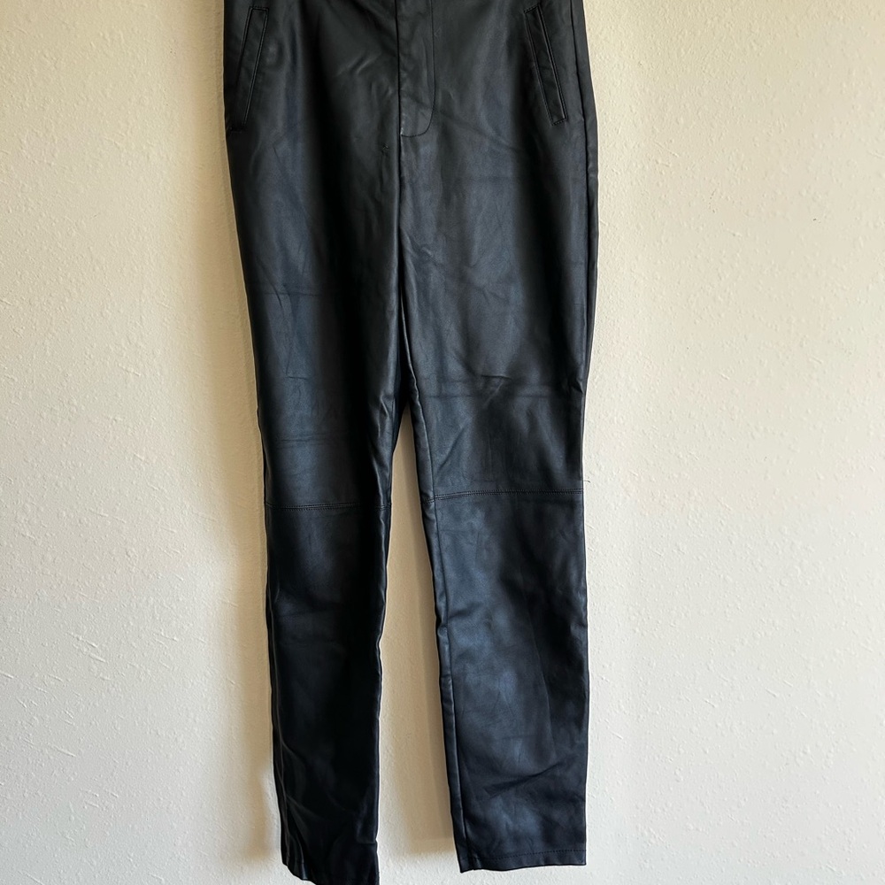 Revamped Jet Black Faux Leather Pants